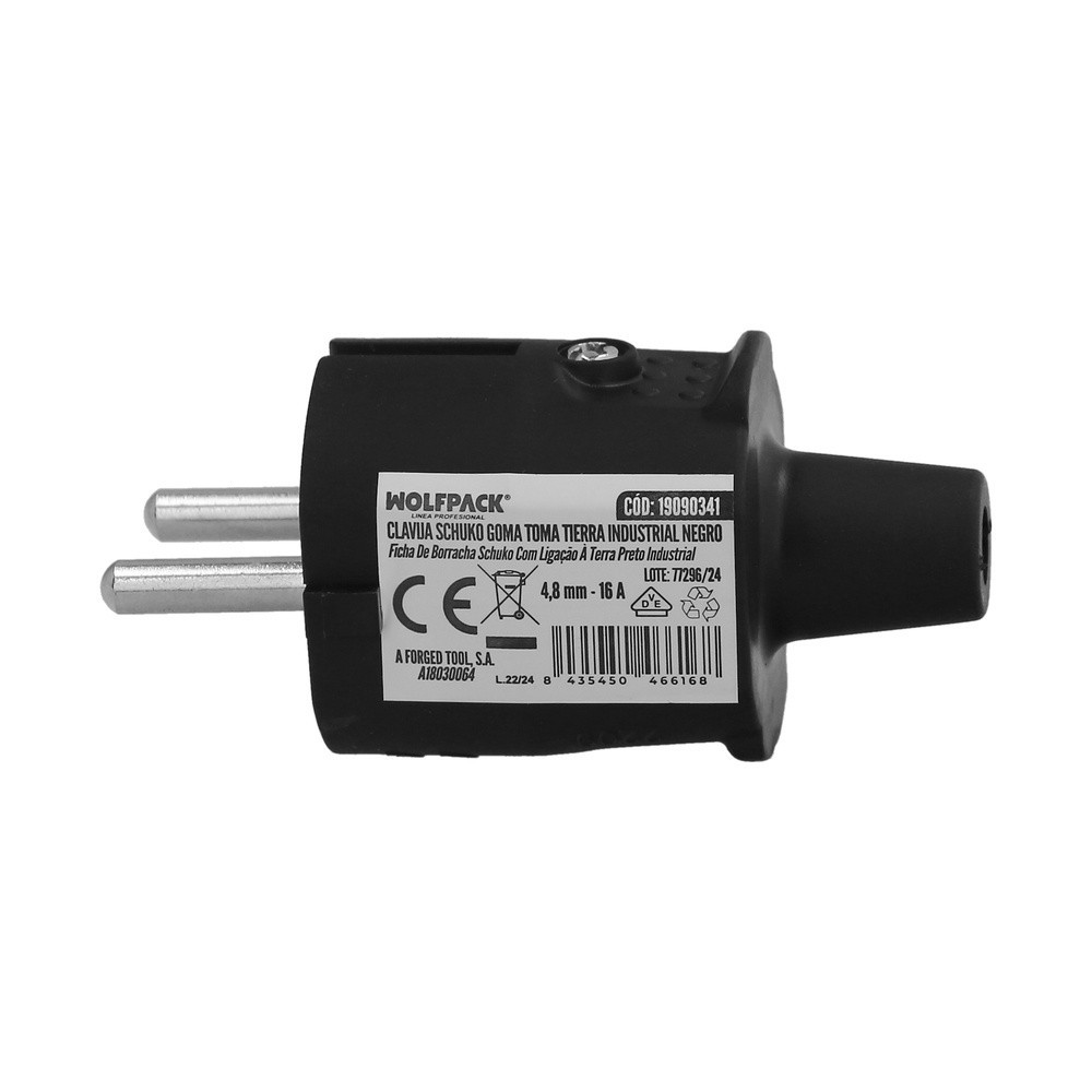 Clavija Toma Tierra Goma 4,8mm Negro (Industrial) al por Mayor | Almacén de Ferretería