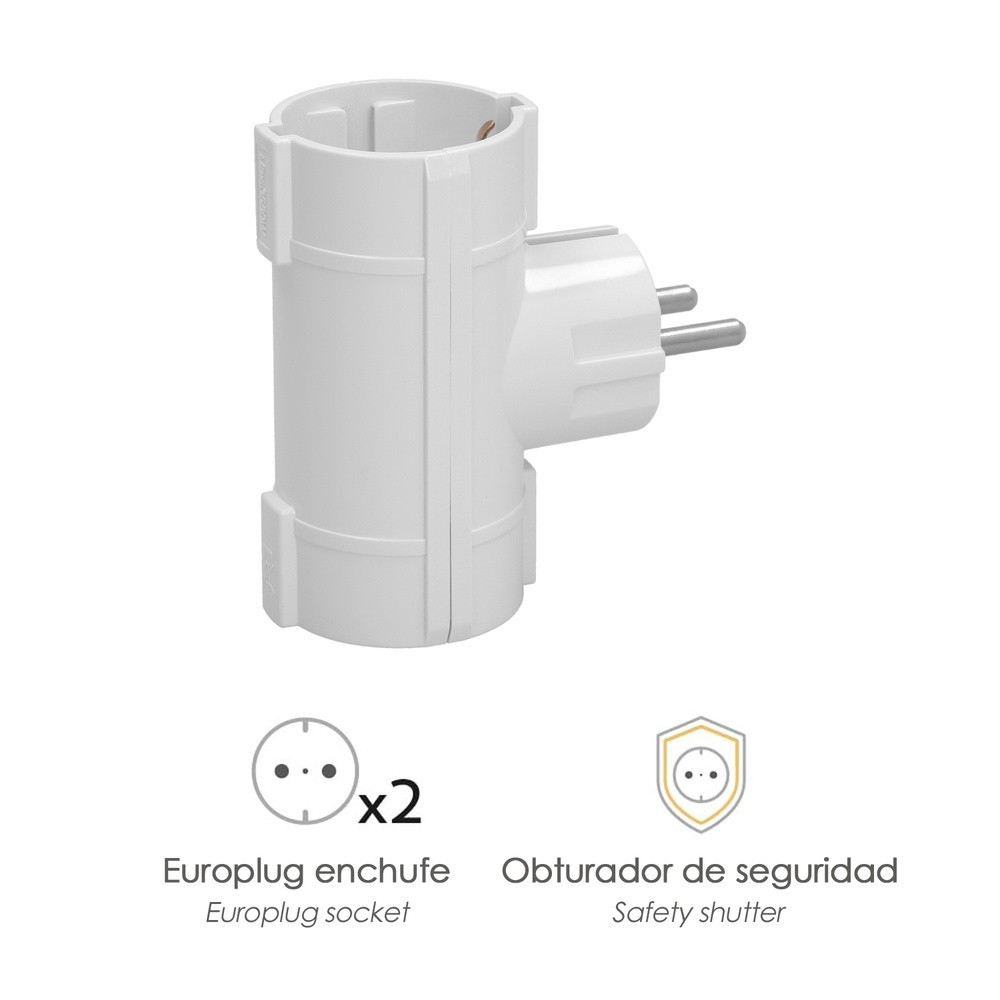 Adaptador Doble Schuko 16 A 250 V, al por Mayor | Almacén de Ferretería