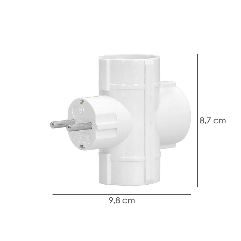 Adaptador Triple Schuko 16 A 250 V, al por Mayor | Almacén de Ferretería
