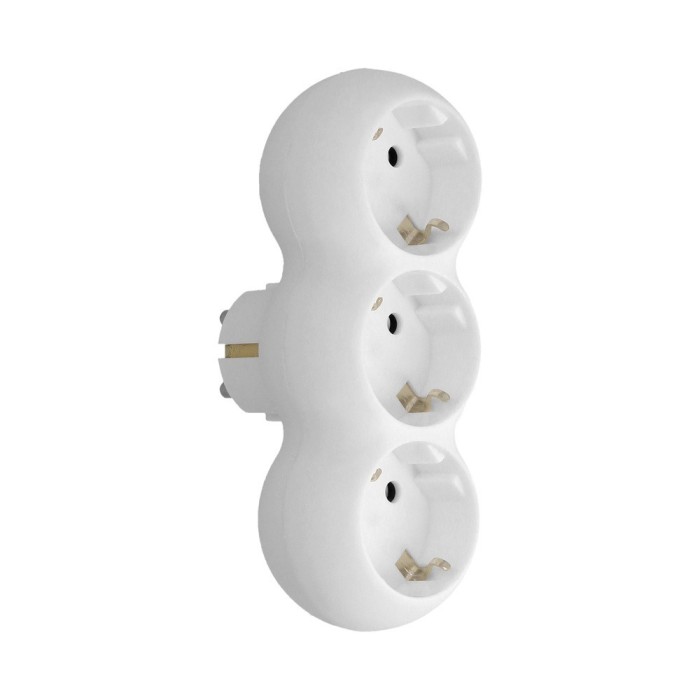Adaptador Triple Schuko Recto 16A, 250V, al por Mayor | Almacén de Ferretería