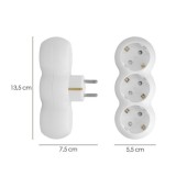 Adaptador Triple Schuko Recto 16A, 250V, al por Mayor | Almacén de Ferretería