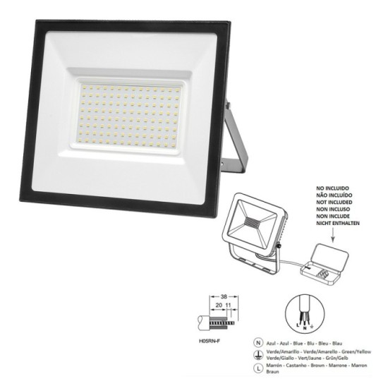 Foco Led Plano 100 Watt / 4000 K / IP65 / 8000 Lumenes al por Mayor | Almacén de Ferretería