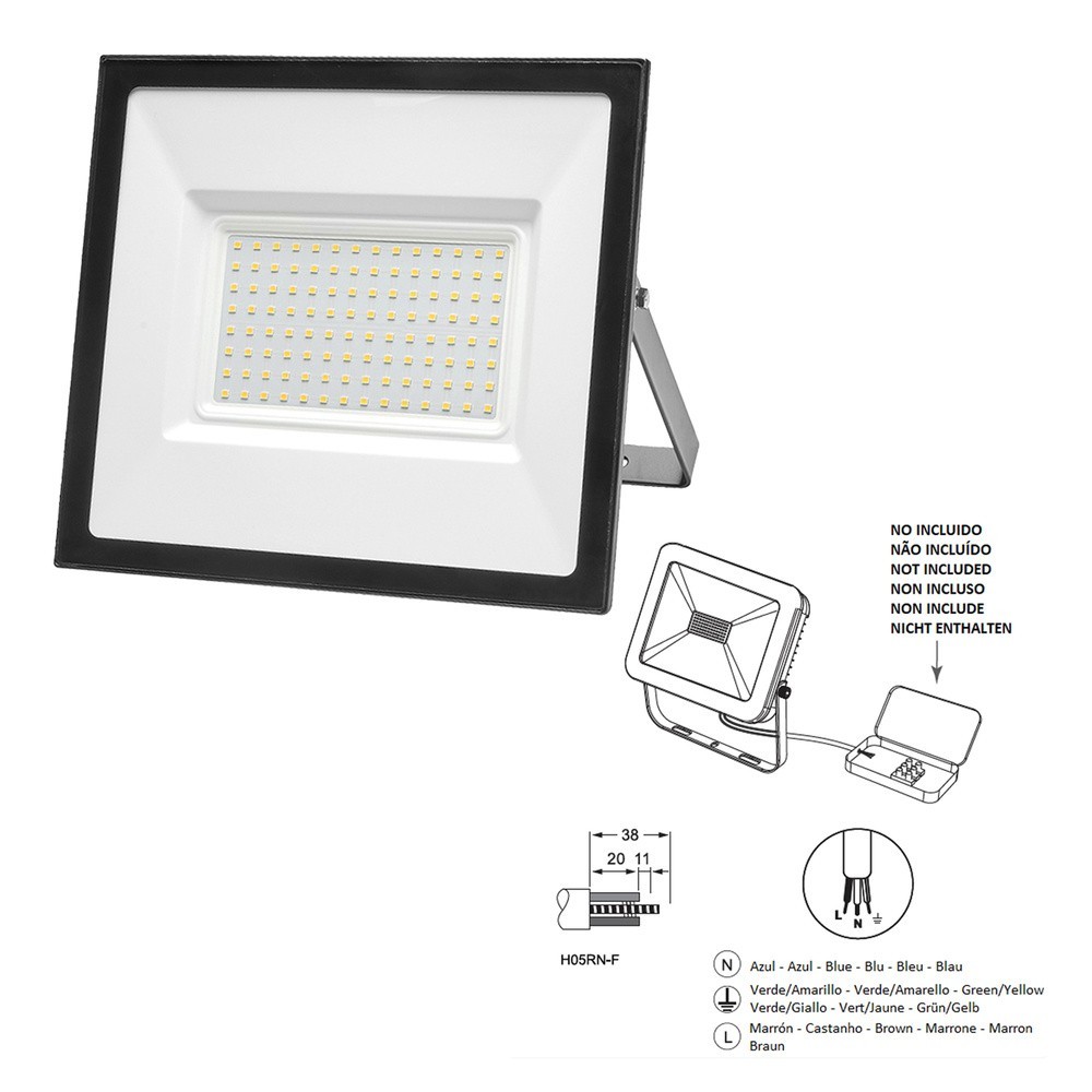 Foco Led Plano 100 Watt / 4000 K / IP65 / 8000 Lumenes al por Mayor | Almacén de Ferretería