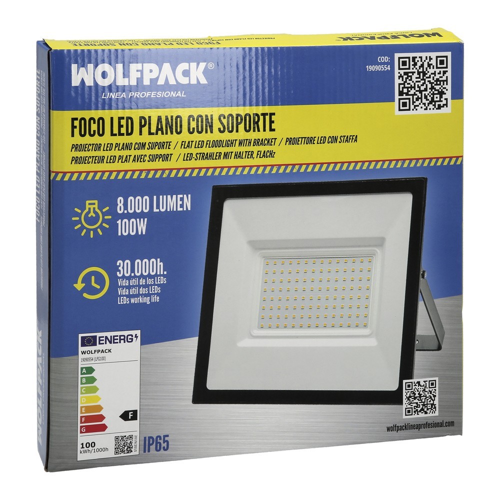 Foco Led Plano 100 Watt / 4000 K / IP65 / 8000 Lumenes al por Mayor | Almacén de Ferretería