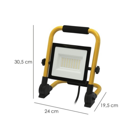 Foco Led Plano 50 Watt, Luz Blanca 4000º K IP 65 4000 Lumenes Con Asa de Transporte, Proyector Led Con Asa, Foco Led Trabajo al 
