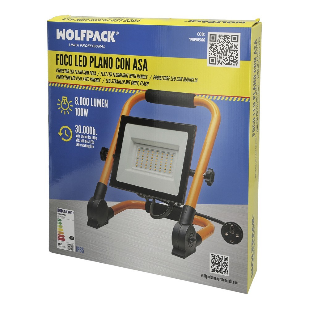 Foco Led Plano 100 Watt / 4000 K / IP 65 / 8000 lúmenes, Con Asa De Transporte, al por Mayor | Almacén de Ferretería