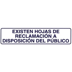 Rotulo Adhesivo 250x63 mm, Existen Hojas Reclamaciones