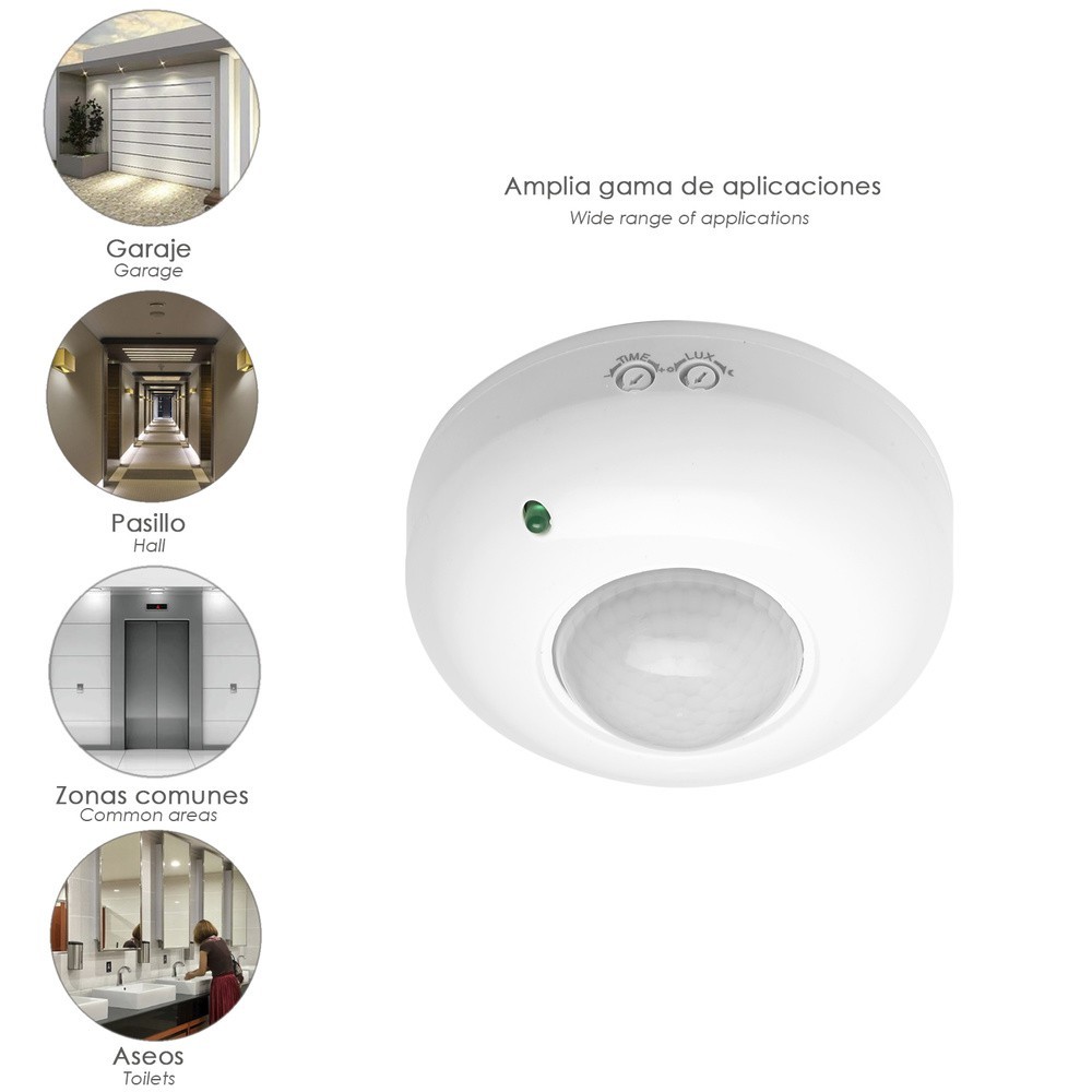 Detector De Movimiento Por Infrarrojos Con Sensor Crepuscular 360°, Ajustable al por Mayor | Almacén de Ferretería