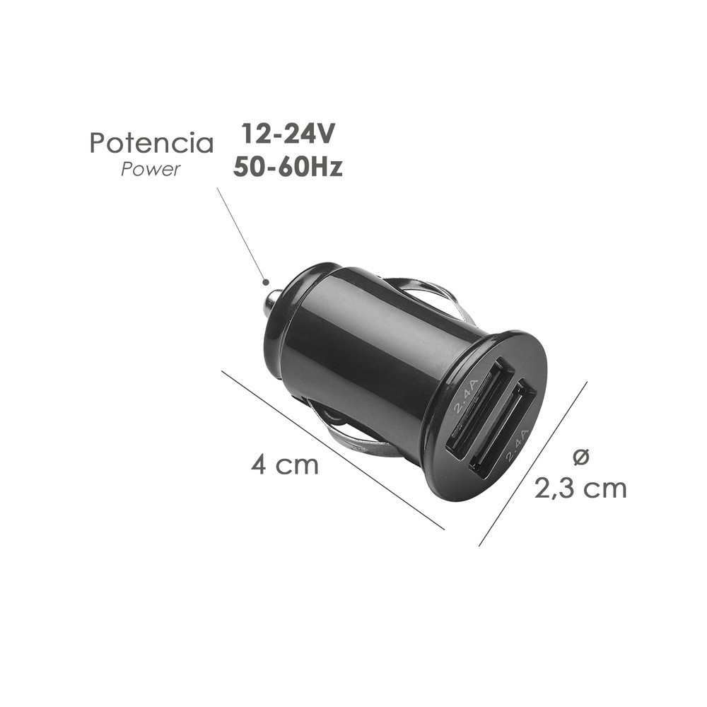 Cargador Coche USB Dos Tomas 2,1 Amperios, 5 V, Adaptador Enchufe USB Cargador USB de Pared, Android, Iphone, Smartphones al por