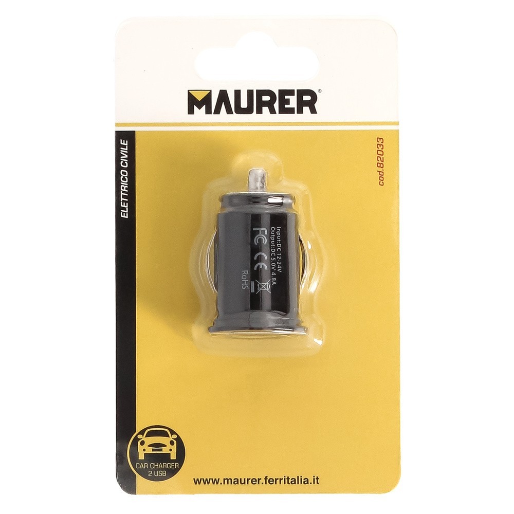 Cargador Coche USB Dos Tomas 2,1 Amperios, 5 V, Adaptador Enchufe USB Cargador USB de Pared, Android, Iphone, Smartphones al por