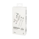 Cargador GaN 20 W, con puertos USB-A y USB-C, incluye cable USB-C a USB-C de 100 cm, al por Mayor | Almacén de Ferretería
