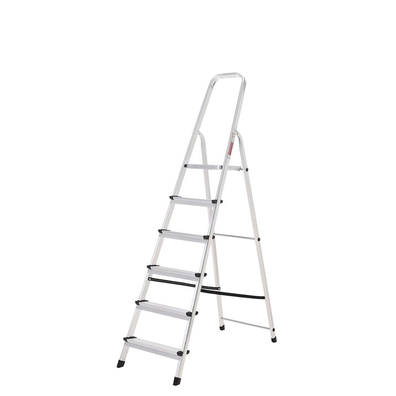 Escalera Aluminio 6 Peldaños Plegable, Uso doméstico, Antideslizante, Ligera y Resistente