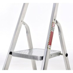 Escalera Aluminio 6 Peldaños Plegable, Uso doméstico, Antideslizante, Ligera y Resistente