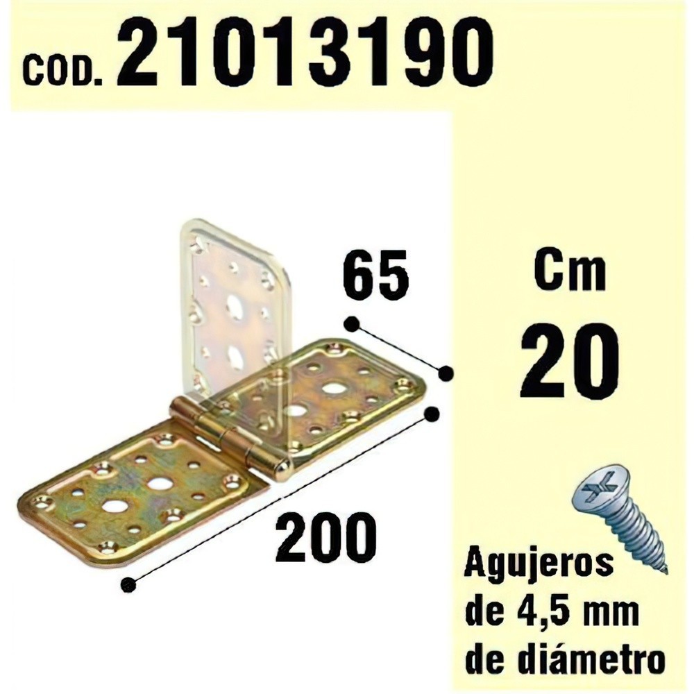 Soporte Para Madera Bisagra Bicromatado 65 x 200 mm, al por Mayor | Almacén de Ferretería