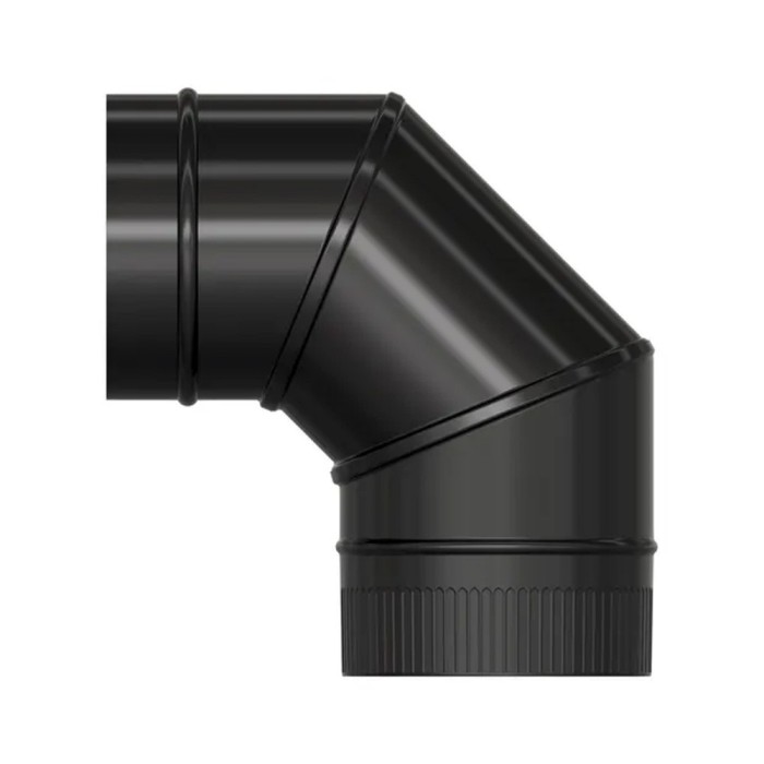 Codo Estufa Liso Vitrificado Negro Ø 175 mm, 90° al por Mayor | Almacén de Ferretería