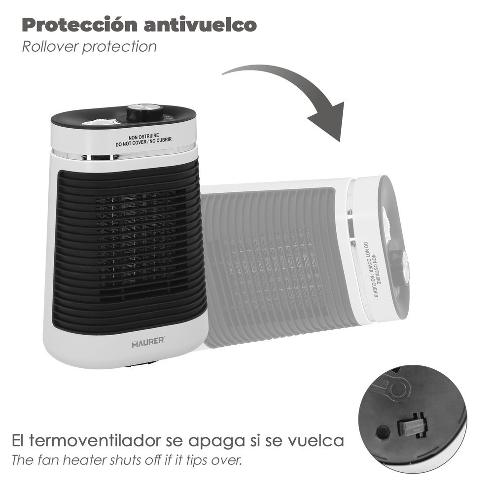 Termoventilador Ceramico Oscilante 1000/1500 Watt, al por Mayor | Almacén de Ferretería