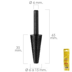Fresa Rotativa Para Metal Conica Ø 6 a 15 mm, Para Taladro / Fresadora
