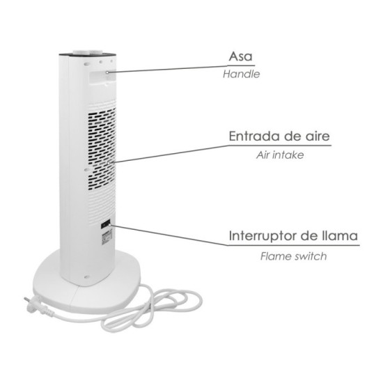 Calefactor Ceramico PTC Torre Efecto Llama 2000 Watt, Oscilante, Termoventilador Electrico al por Mayor | Almacén de Ferretería
