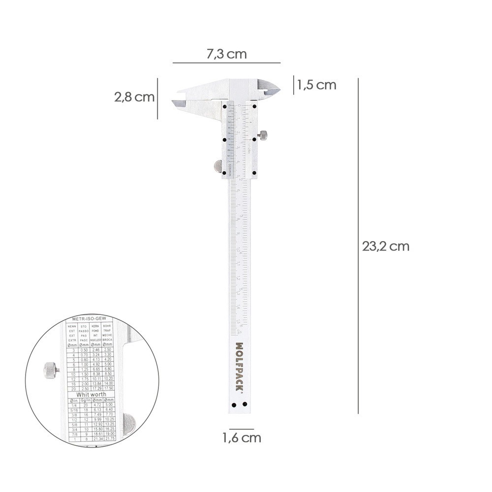 Calibre Acero Inoxidable Profesional 150 mm, Alta Precisión al por Mayor | Almacén de Ferretería