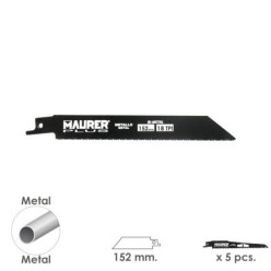 Hoja Para Sierra Sable Metal 152 mm, - 18 TPI Tipo Bosch (5 piezas)
