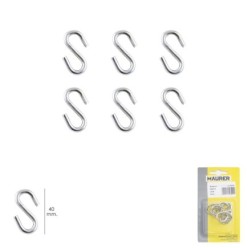 Gancho "S" 40 mm, Zincado (Blister 6 piezas) Uso Domestico