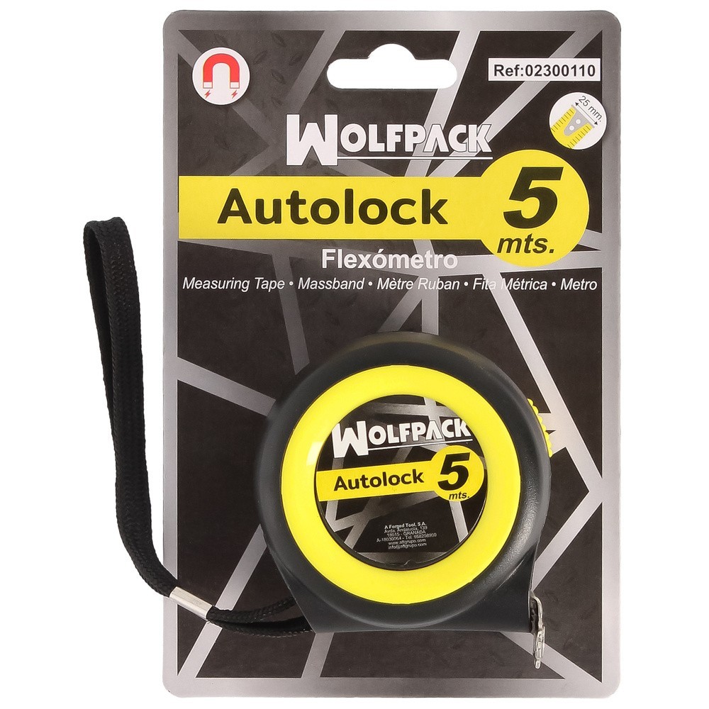 Flexometro Sistema Autolock Con Freno Automatico Longitud 5 Metros Ancho Cinta 25 mm, Magnetico, Cinta Metrica Freno Automatico 