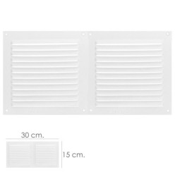 Rejilla Ventilacion Atornillable Doble 30x15 cm, Color Blanca