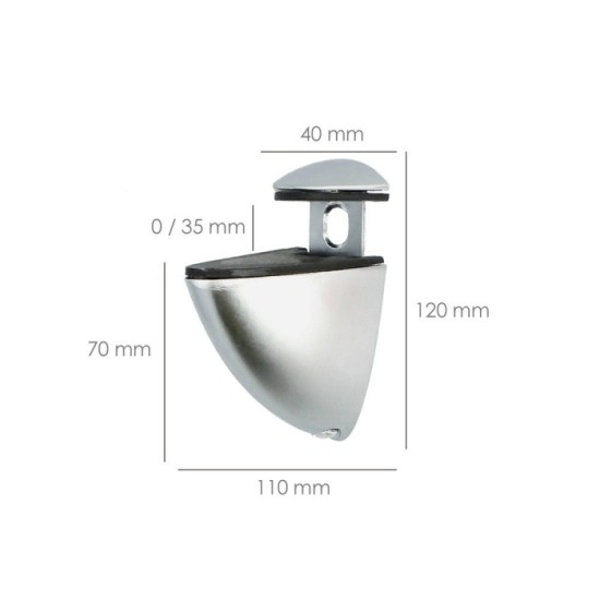 Soporte Pelicano Regulable Para Estante 1 / 20 mm, Cromo Mate (1 Pieza) al por Mayor | Almacén de Ferretería