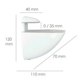Soporte Pelicano Regulable Para Estante 1 / 35 mm, Blanco  (1 Pieza) al por Mayor | Almacén de Ferretería