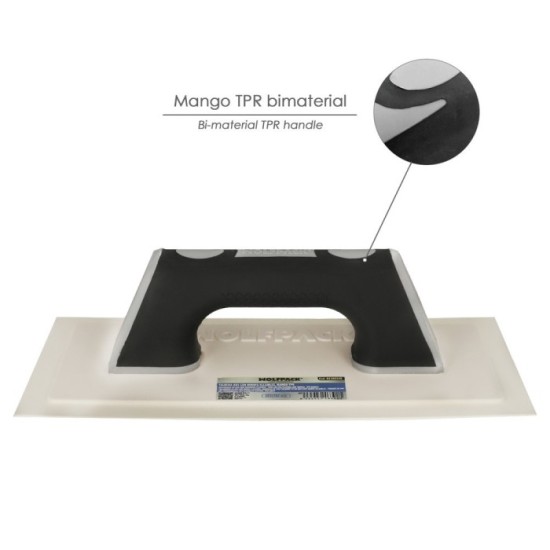 Llana / Talocha Con Mango de Plastico ABS Borde Flexible, Especial Lechadas, Base 30,50 x 14 cm, Mango Ligero y Ergonomico al po