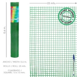 Malla Electrosoldada Plastificada Corral 13x13 / Altura 60 cm, / Rollo 25 metros