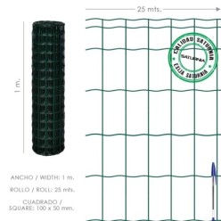 Malla Plastificada Country  100x50 / 100 cm, rollo 25 Metros