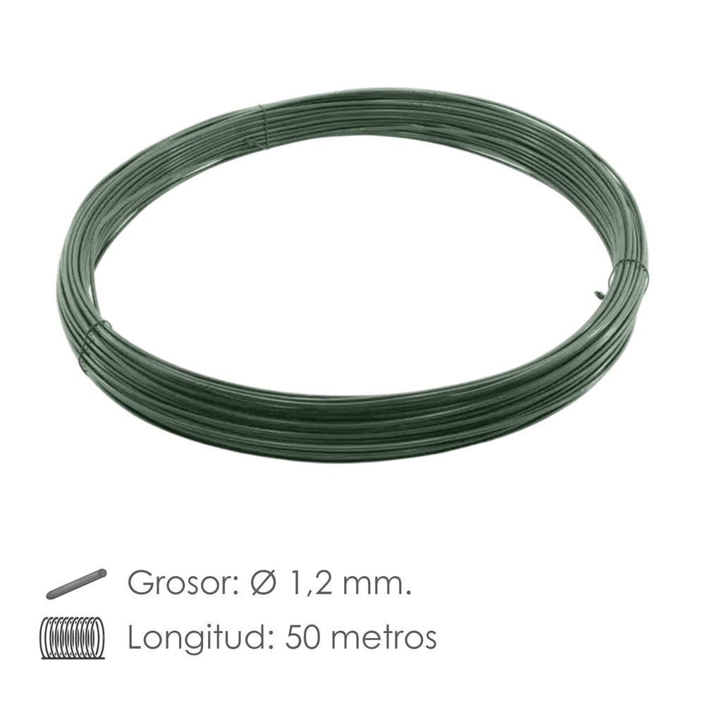 Alambre Plastificado 1,2 mm, Verde (Rollo 50 metros) al por Mayor | Almacén de Ferretería