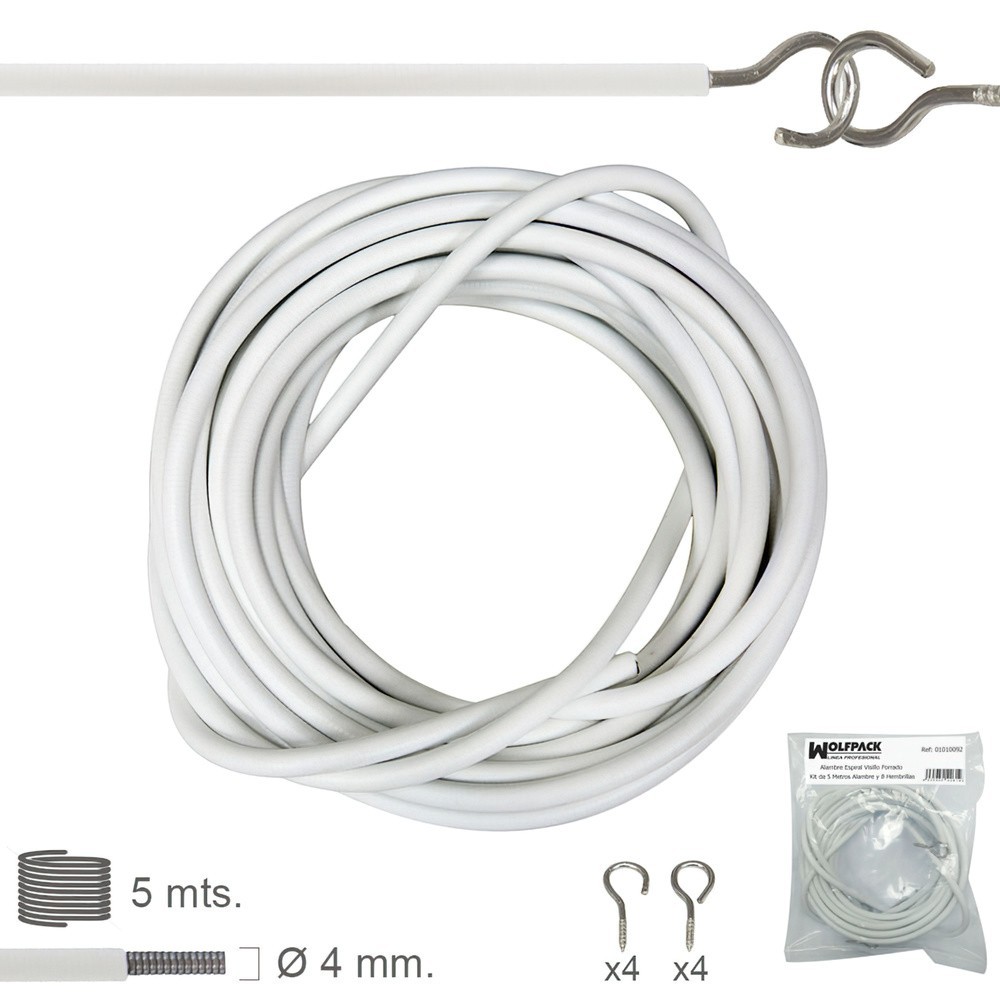 Gusanillo Espiral Visillo Forrado Kit de 5 Metros gusanillo y 8 Hembrillas al por Mayor | Almacén de Ferretería