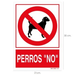 Cartel / Señal Perros "No" 30x21 cm,