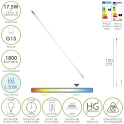 Tubo Led T8 120 cm,17,5 Watt, Equivale A 130 Watt, 1800 Lumenes, Luz Fria 6500º K,