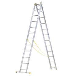 Escalera Aluminio 2 Tramos 12+12 Peldaños, Plegable, Antideslizante, Resistente