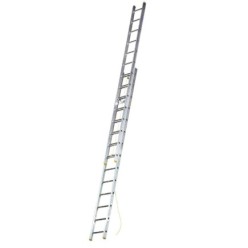 Escalera Aluminio 2 Tramos Mecanica 14 Peldaños, Plegable, Telescópica, Antideslizante, Resistente