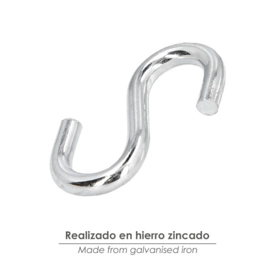 Gancho "S" Hierro Zincado  70 mm,   "Uso Doméstico" al por Mayor | Almacén de Ferretería