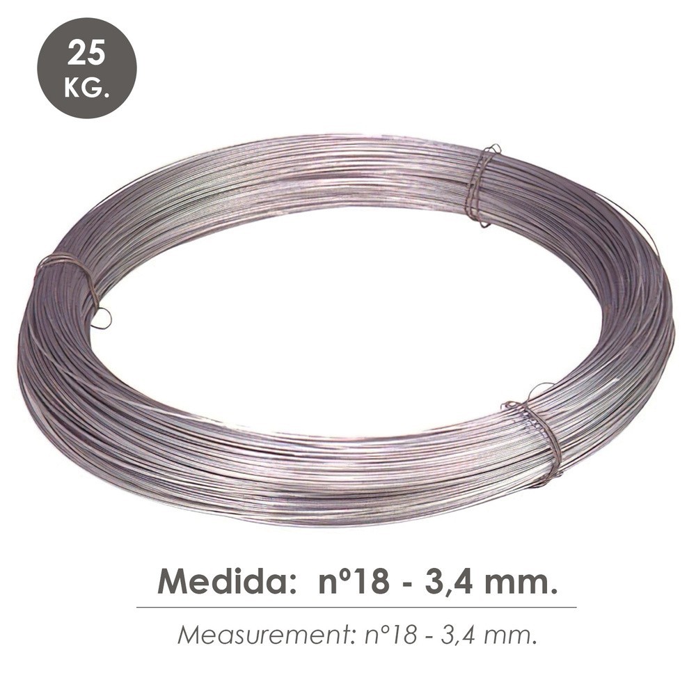 Alambre Galvanizado Rollo 25 Kg, Nº 18 - 3,4 mm, al por Mayor | Almacén de Ferretería