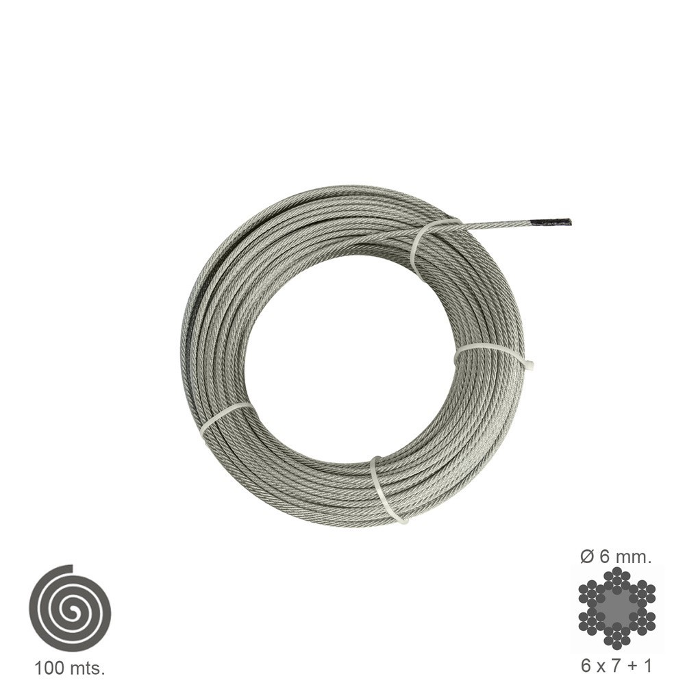 Cable Galvanizado   6 mm, (Rollo 100 Metros) No Elevacion al por Mayor | Almacén de Ferretería