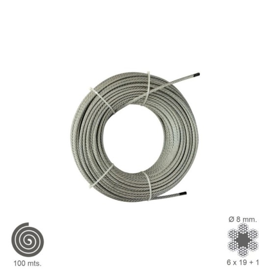 Cable Galvanizado   8 mm, (Rollo 100 Metros) No Elevacion al por Mayor | Almacén de Ferretería