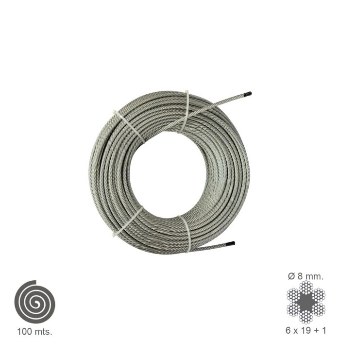 Cable Galvanizado   8 mm, (Rollo 100 Metros) No Elevacion al por Mayor | Almacén de Ferretería