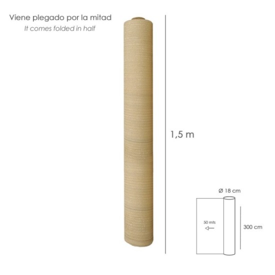 Malla Sombreo Rollo 3,0 x 50 metros, Reduce Radiación, Protección Jardín y Terraza, Regula Temperatura, Color Beige al por Mayor