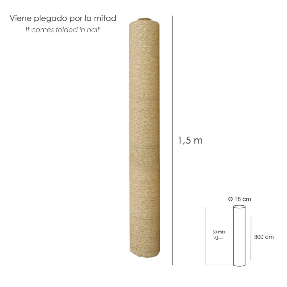 Malla Sombreo Rollo 3,0 x 50 metros, Reduce Radiación, Protección Jardín y Terraza, Regula Temperatura, Color Beige al por Mayor