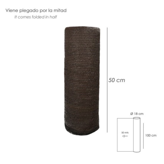Malla Sombreo Rollo 1 x 50 metros, Reduce Radiación, Protección Jardín y Terraza, Regula Temperatura, Color Marrón al por Mayor 