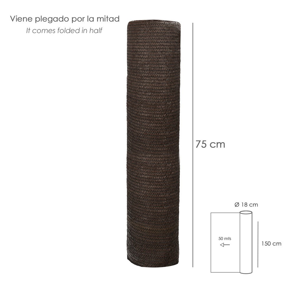 Malla Sombreo Rollo 1,5 x 50 metros, Reduce Radiación, Protección Jardín y Terraza, Regula Temperatura, Color Marrón al por Mayo