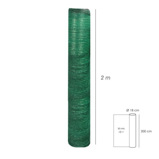 Malla Sombreo Rollo 2 x 50 metros, Reduce Radiación, Protección Jardín y Terraza, Regula Temperatura, Color Verde Claro al por M