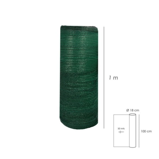 Malla Sombreo Rollo 1 x 50 metros, Reduce Radiación, Protección Jardín y Terraza, Regula Temperatura, Color Verde Claro al por M