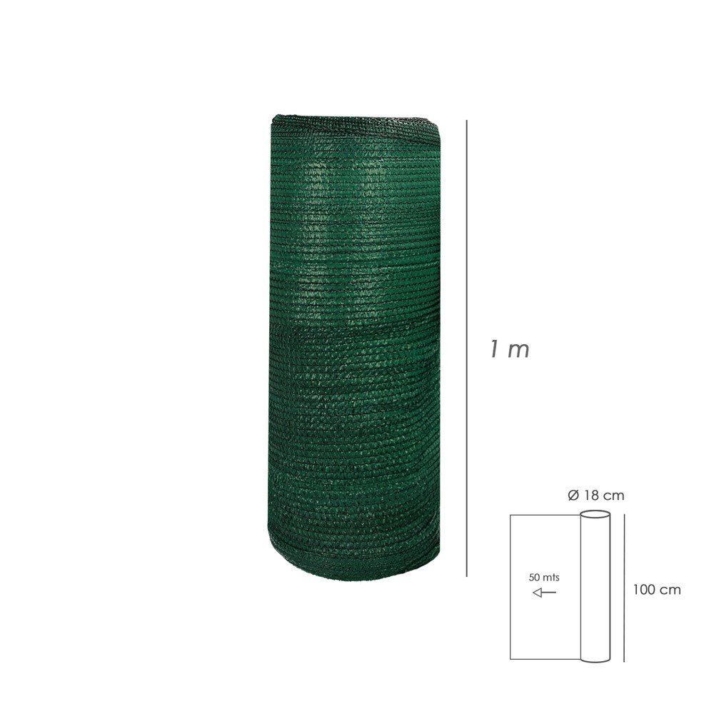 Malla Sombreo Rollo 1 x 50 metros, Reduce Radiación, Protección Jardín y Terraza, Regula Temperatura, Color Verde Claro al por M